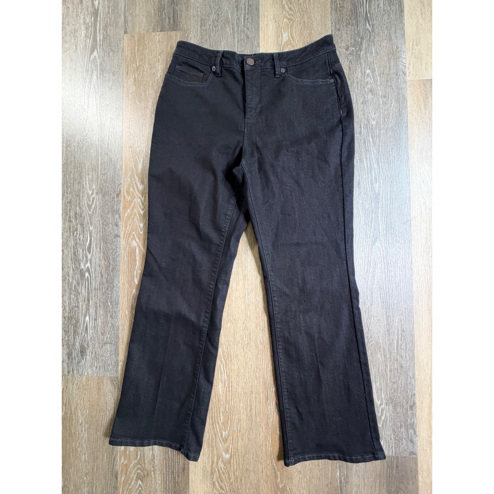Coldwater Creek Jeans Women P10 Black Embroidered Bootcut Petite Denim